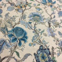 Luxuriöse Klassische Blumen Jacquard Dunkelblau Beige Chenille Designer Tuch Sessel Vorhang Floral Sofa Stoff 280 cm 1 meter/los