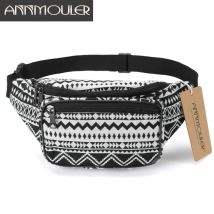 Annmouler Mode Frauen Taille Packs 6 Farben Stoff Fanny Pack Doppel-reißverschluss Brust Tasche Böhmischen Stil Tribal Telefon Gürtel Tasche