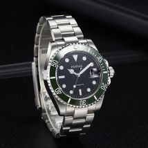 New Fashion Parnis 40mm Green Ceramic Bezel Men's Automatic Watch Mechanical 100m Waterproof Sapphire Crystal Watch For Men Gift