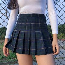 Y2K Harajuku Tartan Frauen Rock Sexy Plaid Gefaltete Röcke Mode Mini Tennis Skorts Seite Taste Faldas Hohe Taille Jupe Weibliche