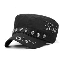 Coole Schädel Nieten Punk Hip Hop Flat Top Cap Männer Frauen Sonnenschirm Baumwolle Sport Sonnencreme Baseball Cap Sonnen hüte p44