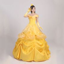 Belle Goldene Mode Kostüm Kleid Für Frauen Mädchen Party Cosplay Kleid Costom