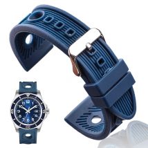 Silikon Uhr Band Armband 22mm Schwarz Blau Frauen Männer Gummi Uhr Strap Edelstahl Poliert Pin Schnalle