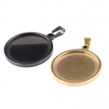 Reidgaller 5 stücke gold schwarz edelstahl anhänger cabochon einstellungen 25mm dia unterseiten-raum lünette trays für schmuck halskette machen