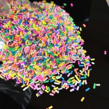 50g/lot Thin Sprinkles Long Cylindrical Artificial Candy Polymer Clay Colorful for DIY Crafts Tiny plastic klei Accessory