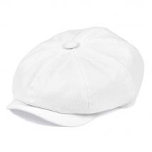 BOTVELA Weiße Twill-Baumwoll Newsboy-Mütze für Herren und Damen – Klassische Cabbie-Mütze, Apple Cap, Gatsby Flat Hat, Baker Boy Kopfbedeckung 003