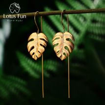 Lotus Fun Echt 925 Sterling Silber Kreative Handgemachte Design Edlen Schmuck 18 Karat Gold Monstera