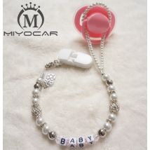 MIYOCAR Personalisierte-Irgendein name Angepasste Bling strass schnuller clips/schnullerkette halter Dummy clip/Beißringe clip für baby
