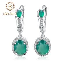Edelstein der Ballett 5,15 Ct Natürlichen Grünen Achat Vintage Ohrringe 925 Sterling Silber Edelstein Tropfen Ohrringe Für Frauen Edlen Schmuck