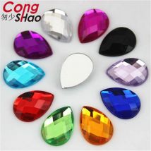 Cong Shao 50 stücke 13*18mm Bunte Acryl Strass Flache Rückseite Drop Form Steine Und Kristalle Kleidung Handwerk zubehör WC318