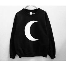 Sugarbaby Crescent Moon Unisex-Sweatshirt, langärmelig, modischer Mondpullover, Rundhalsausschnitt, Tumblr-Sweatshirt, hochwertige lässige Oberteile