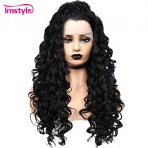 Imstyle Synthetische Lace-Front-Perücken, lange schwarze lockige Perücken für Frauen,