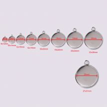 6/8/10/12/14/16/18/20/25/30mm Runde Edelstahl Anhänger Blank Cabochon Basis Einstellung Lünette DIY Schmuck Machen Komponente