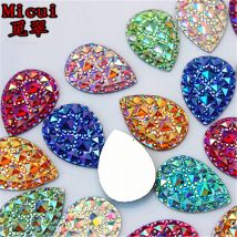 Micui 50PCS 18*25mm AB Klare Tropfen Harz Strass Kristall flatback Perlen handwerk Scrapbooking Kleidung Zubehör ZZ652