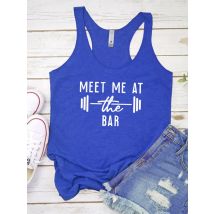 Vest Meet Me At The Bar Tank Tops Women's Racerback Motivational Gym Lifting Tanks Fashion Graphic Funny Exercise Workout Shirt