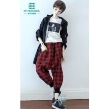 BJD zubehör puppe kleidung für 70cm BJD puppe mode Plaid harem hosen schwarz Weiß Rot