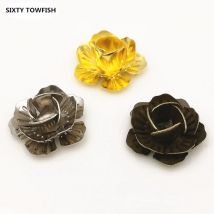 20 pcs/lot 14mm 3Colors Metal Filigree Flowers Buds Slice Charms base Setting Jewelry DIY Components Findings