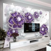 3D Tapete Stereo Blumen Perlen Und Juwelen Foto Wandmalereien Wohnzimmer TV Sofa Hintergrund Tuch Luxus Decor Papel De parede