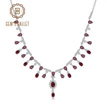GEM'S BALLET 15.2Ct collana di granato rosso naturale collana da sposa in argento Sterling 925 con pietre preziose per le donne gioielleria raffinata