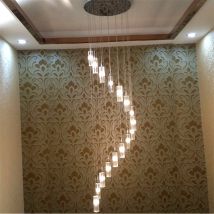 Duplex Chandelier Modern Staircase Chandelier Led Crystal Lighting Fixture Spiral Rotating Lamp Long Lighting Nordic Living Room