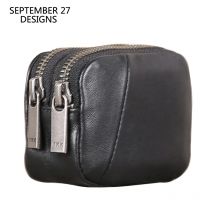Doppel reiß verschluss Geldbörsen Frauen Echt leder Luxus Männer lässig kleine Karte Veranstalter Brieftasche Damen Aufbewahrung tasche