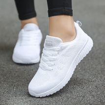 Frauen Casual Schuhe Mode Atmungsaktive Wanderschuhe Mesh Flache Schuhe Frau Weiße Turnschuhe Frauen 2024 Tenis Feminino Weibliche Schuhe