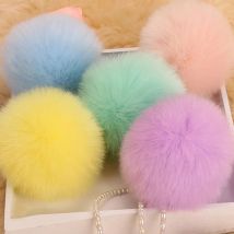 8CM Flauschigen Pompon Bunny Pelz Ball Schlüssel Kette Ring Frauen Faux Kaninchen Fell Pompon Keychain Auf Tasche Schmuckstück Schmuck hochzeit Geschenk