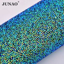 JUNAO 24*40cm Schwarz AB Selbstklebende Kristall Stoff Strass Mesh Trim Harz Steine Applique Hotfix Strass Blatt für Handwerk