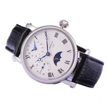 Vintage Tag Nacht Mond Parnis 43mm Handwind Männer Uhren kleine zweite Leder armband mechanische Handwind Armbanduhr Mann Möwe