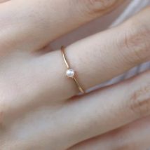 Delicate Mini Perle Dünne Ring Für Frauen Minimalis Schlank Finger Dainty Ring Zubehör Gold Farbe Schmuck Geschenk Für Mädchen KBR010