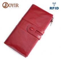 Joyir Echt leder RFID Frauen Brieftasche Dame lange Brieftasche weibliche Geldbörse Frauen Geldbörse Handy Tasche Geld Clutch handlich