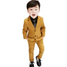 Jungen Hochzeits kleid Jacken Hosen 2 Stück formellen Anzug Kinder Geburtstags feier Kleidung Set Blume Jungen Marke Blazer Anzüge