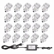 20er-Pack Mini-LED-Terrassenleuchten Außenbeleuchtung für Terrassendekoration DC12V IP67 Wasserdichte Einbau-Treppenbeleuchtung