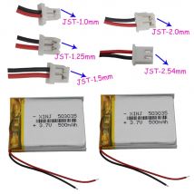Batería de polímero de litio de 3,7 V y 500 mAh, conector JST de 2 pines, 503035/1,0/1,25/1,5/2,0mm, para GPS, DVR, cámara, MP3, MP4, navegación de coche
