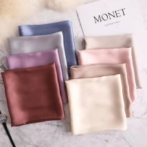 2023 neue Mode Sommer Seide quadratischen Schal solide Frauen Satin Hals Haar gummi Band weichen Strand Hijab Kopf weiblichen Foulard versand kostenfrei