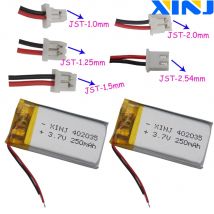 3.7V 330mAh Li-Polymer Li Lithium Battery 502035 JST 2Pin 1.0 1.25  1.5  2.0  2.54mm Connector For MP3 GPS Car Camera Navigation