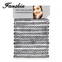 FAMSHIN 12 sztuk gorący bubel Vintage Hippy Stretch tatuaż Choker naszyjnik elastyczny Chocker