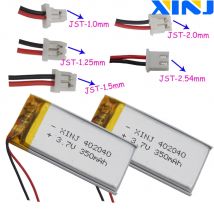 2pcs 3.7V 350 mAh Polymer Li Lithium Lipo Battery JST 2Pin 1.0/1.25/1.5/2.0/2.54mm Plug 402040 For GPS Sat Nav Driving Recorder