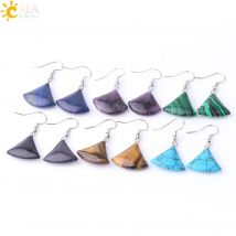 Naturstein Kristall Tropfen Ohrringe für Frauen fächerförmige Ohrring Amethyste rosa Quarz Lapislazuli Kristall Tigerauge f828