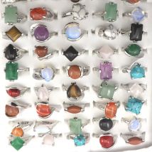 XiaoYaoTYM Mix Lot Naturstein Ringe Damen Ring Modeschmuck Bague 50 Stück/Packung