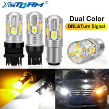 2Pcs Dual Farbe 1157 BAY15D P21/5W Led T20 7443 W21/5W Led-lampe T25 3157 P27/7W Auto DRL Blinker Lampe Auto Lichter Birne 12V