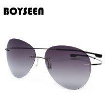 2025 NEUE coole randlose Sonnenbrille aus 100 % reinem Titan, polarisierte Brille, grau, superdünne Gläser, Sonnenschutz, UV400-Schutz, Oculos