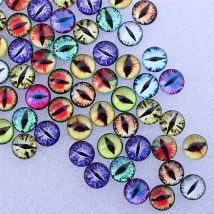 Onebeading von 6 mm bis 25 mm, zufällig gemischte runde Drachenösen in Paaren, Glas-Flatback-Foto-Cabochons, Charm-Basis-Zubehör K06011