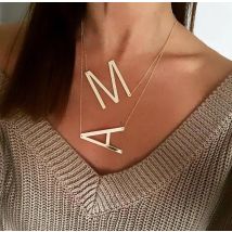 Große Initialen-Halskette, 100 % Edelstahl, Schmuck, große Buchstaben-Halskette, A-Z, goldfarbene Halskette, Monogramm-Halskette, Geschenke
