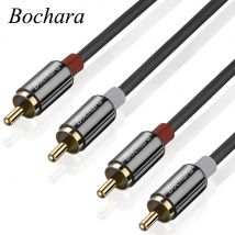 Bochara 2RCA-Stecker auf 2RCA-Stecker OFC-Audiokabel, Kupferschale, Folie + geflochten, abgeschirmt, 10 m, für Verstärker-Mixer-Lautsprecher