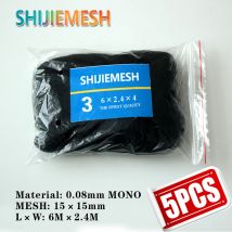 3/6/9/12/15M x 2,4M Nylon-Monofilament 0,08 mm 15 mm Loch Obstgarten Garten Anti-Vogel geknotetes Nebelnetz 5 Stück