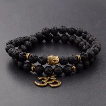 Charme Retro Buddha Perlen Armband Männer Schwarz Naturstein Chakra Armbänder Erkek Bileklik Armband Homme AB226