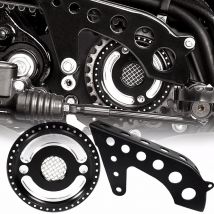Set di coperture superiori del motore della puleggia motrice anteriore nera del motociclo per modelli Harley Sportster XL 883 1200 48 72 SuperLow 2004-2018