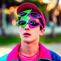 VIVIBEE Grüne Rote Brille Ausgefallene Party Festival Sonnenbrille Hip-Hop Einzigartige Y2K Roy Purdy Lustige Brillen 2026 Trendprodukt