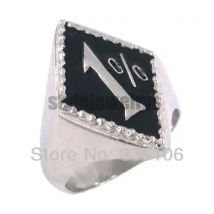 Mode Schwarz Ein Prozent Biker Ring Edelstahl Schmuck Klassische 1% Motor Biker Männer Ring SWR0063A